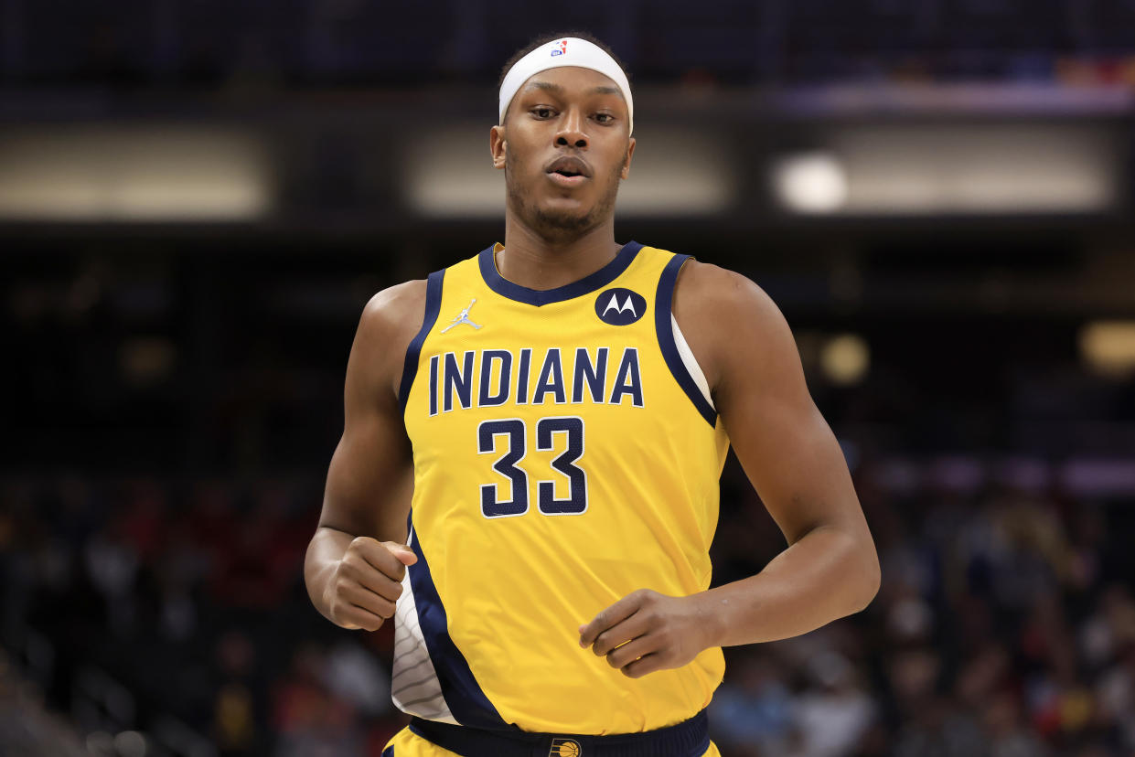 Myles Turner #33 of the Indiana Pacers is a fantasy star