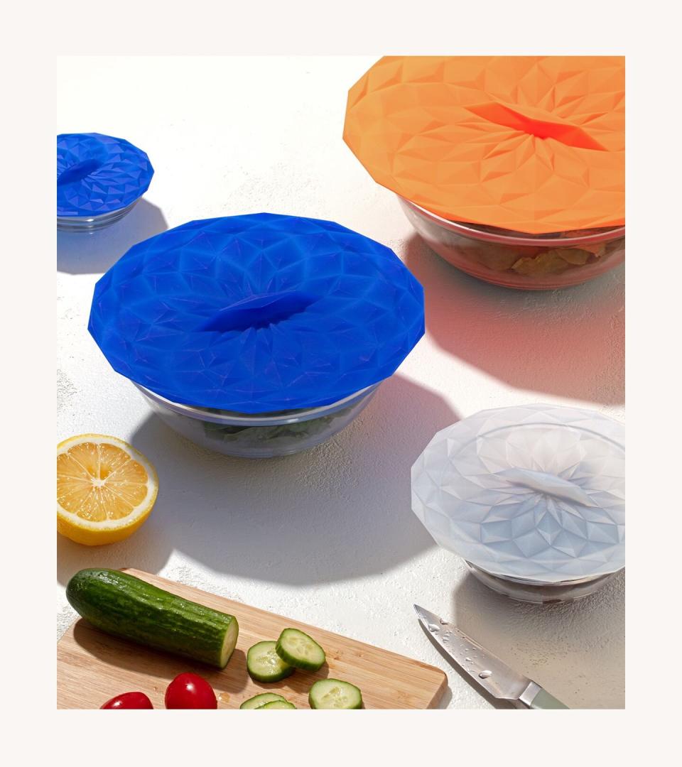 Colorful Round Silicone Lids on bowls