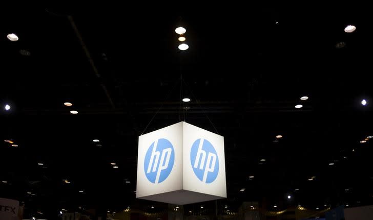 The Hewlett-Packard (HP) logo is seen as part of a display at the Microsoft Ignite technology conference in Chicago, Illinois, May 4, 2015. REUTERS/Jim Young/Files