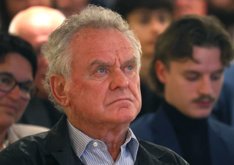 Sepp Maier, former FC Bayern Munich goalkeeper, sits at a ceremony to mark the unveiling of a Gerd Mueller statue. Manuel Neuer will be Germany's first choice goalkeeper at the home Euros next year but Toni Kroos should not make a comeback for the tournament, Maier told broadcasters Sport1 in an interview. Karl-Josef Hildenbrand/dpa