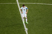 <p>Argentina’s Lionel Messi looks dejected after conceding their first goal scored by Ante Rebic. (REUTERS) </p>