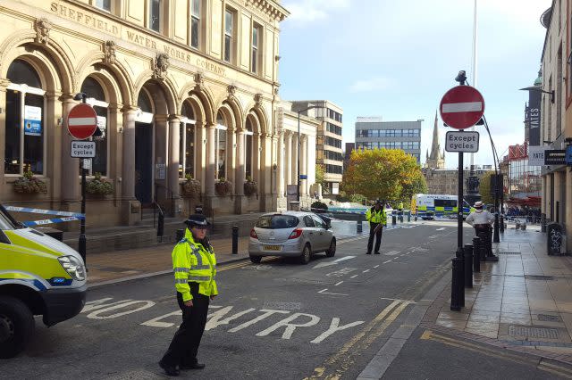 Police at the scene in Sheffield city centre. (Dave Higgens/PA)