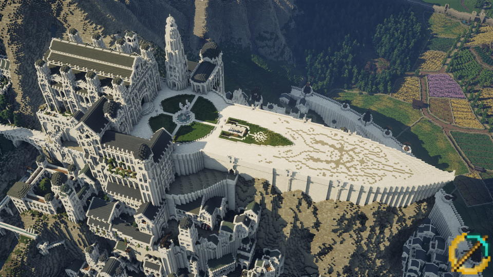 Minecraft servers - An above view of Minas Tirith on Minecraft Middle Earth