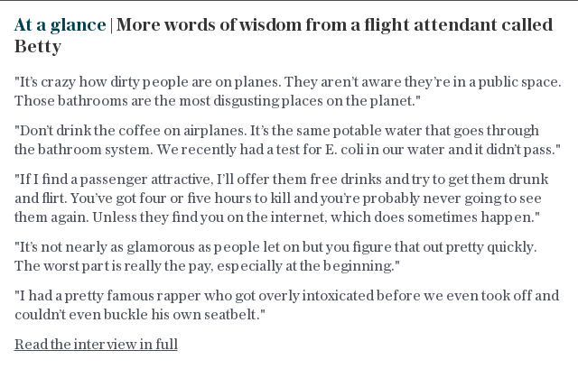 At a glance | More words of wisdom from a flight attendant called Betty