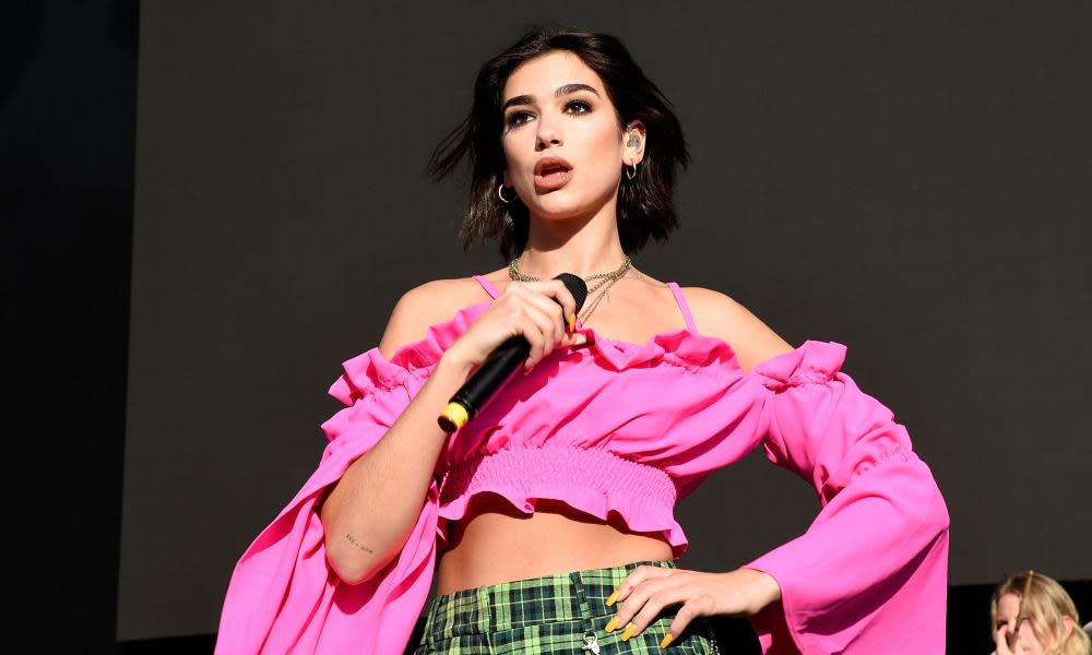 Dua Lipa, the most streamed artist of 2017, performing in New York, 15 June.