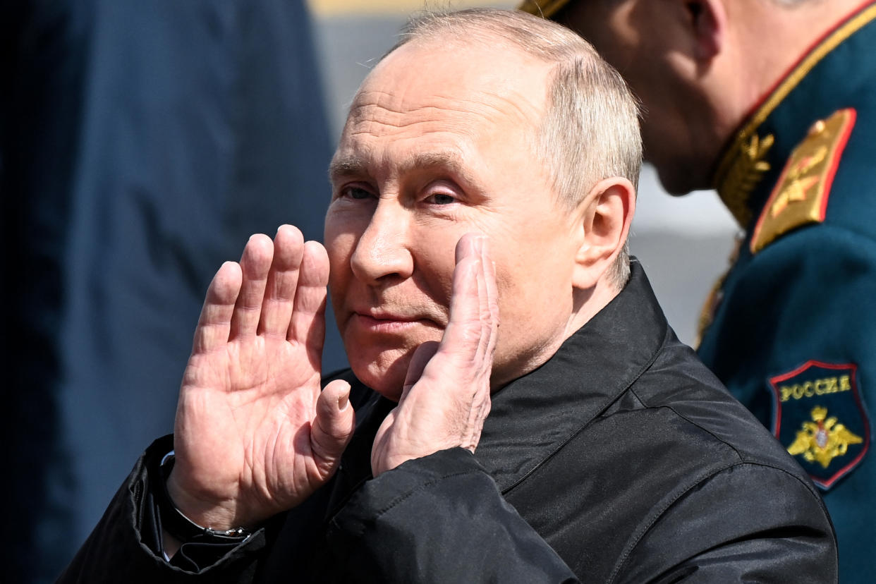 Russian President Vladimir Putin leaves Red Square after the Victory Day military parade in central Moscow on May 9, 2022. - Russia celebrates the 77th anniversary of the victory over Nazi Germany during World War II. (Photo by Kirill KUDRYAVTSEV / AFP) (Photo by KIRILL KUDRYAVTSEV/AFP via Getty Images)