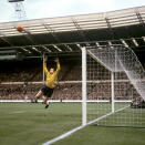 <p>Gordon Banks jumps to make a save in the match with Hungary at Wembley. </p>