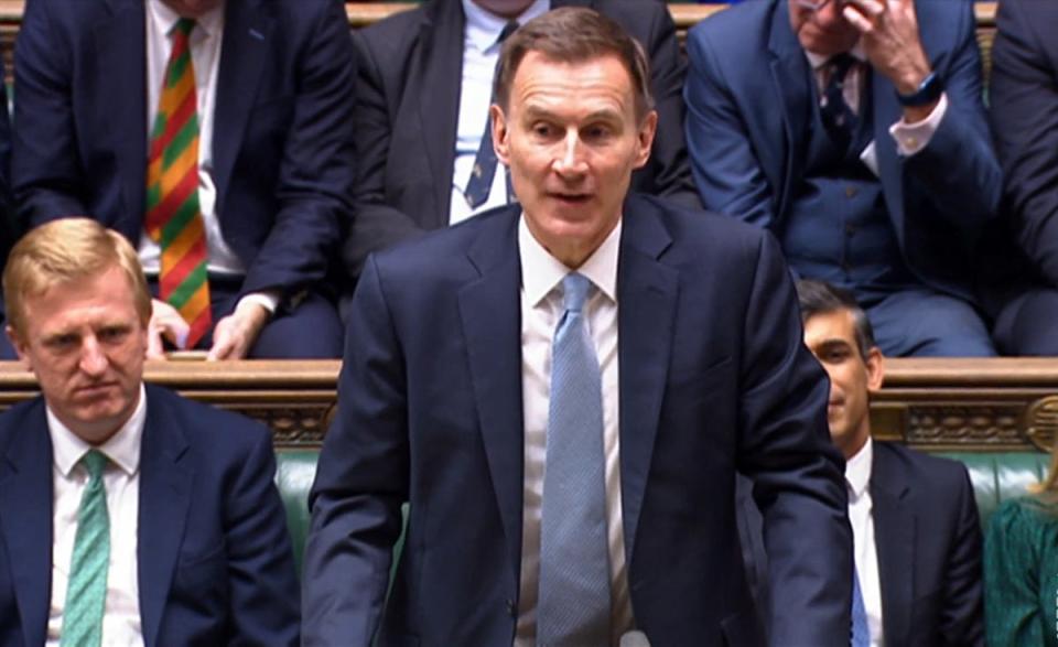 Jeremy Hunt delivers the spring Budget (PRU/AFP via Getty Images)