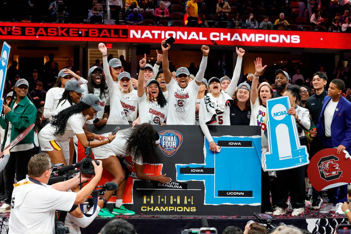 USC during the National Championship game at the Rocket Mortgage FieldHouse in Cleveland, Ohio on Sunday April 7, 2024.