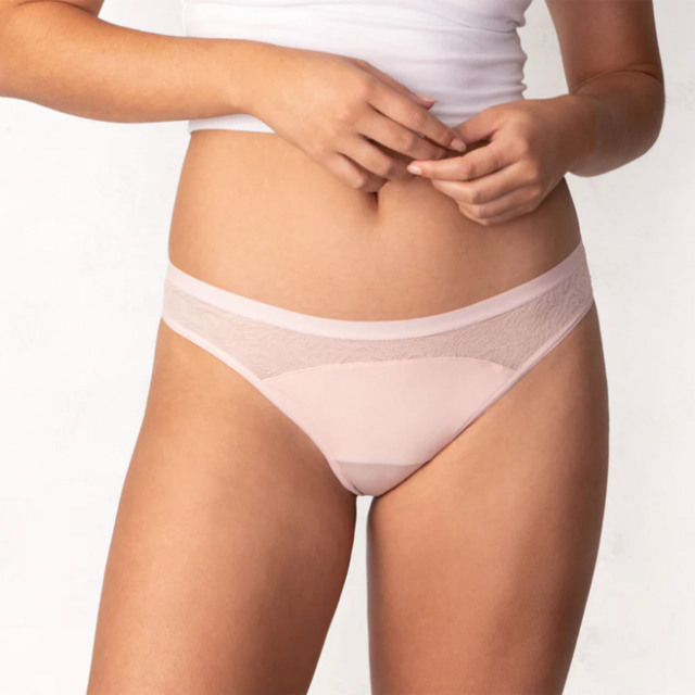 Invisiwear Mid-rise Thong Underwear In Pale Linen