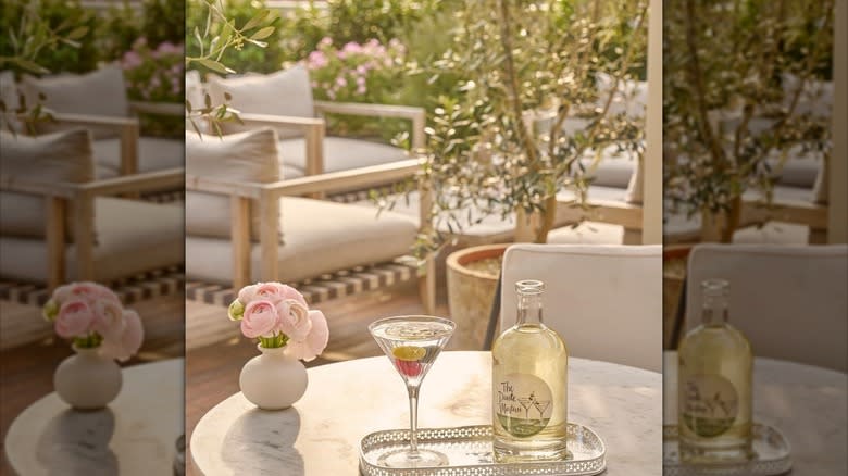 martini glass on table