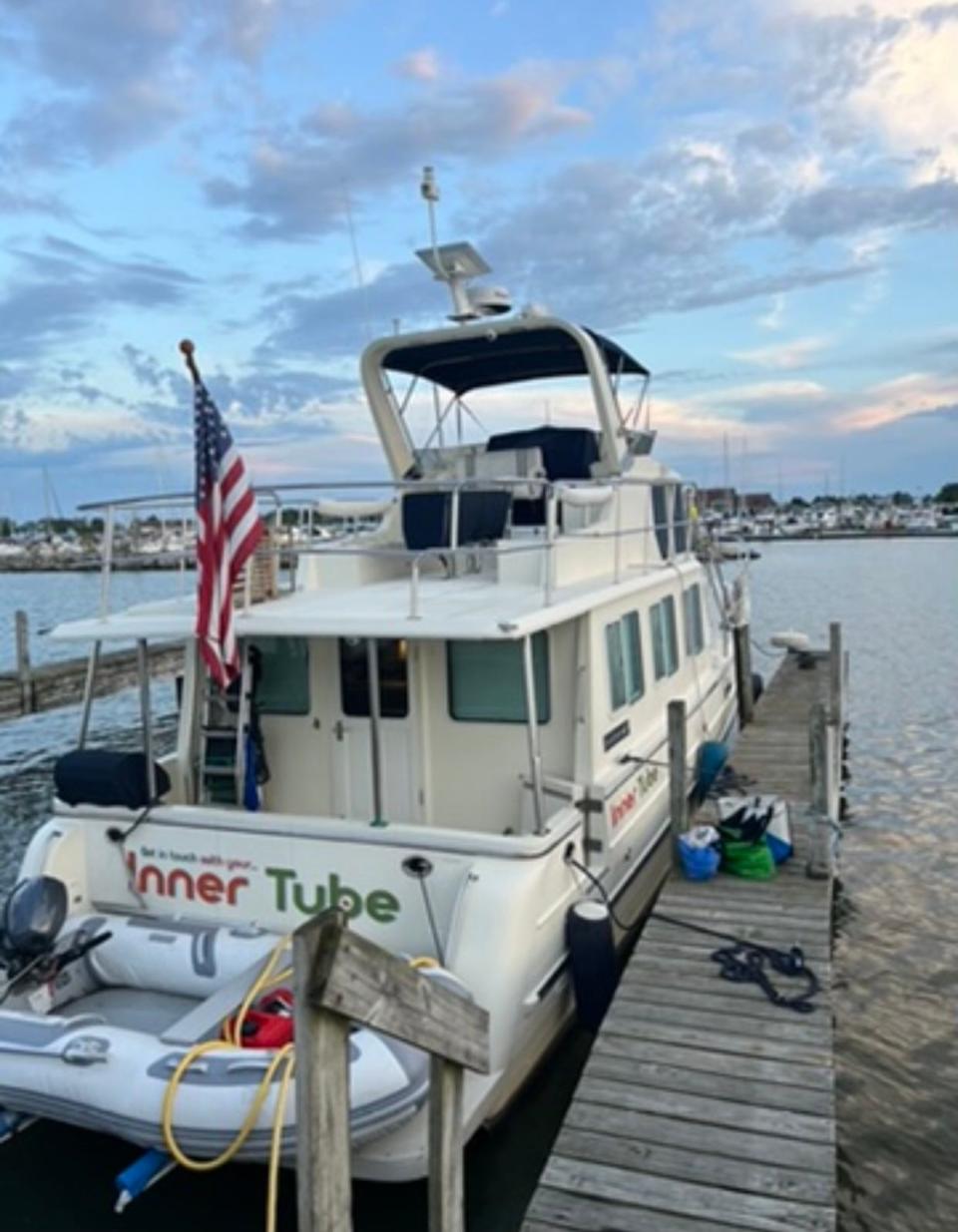 "Innertube," Heath White's 43-foot trawler which he lived on while embarking on The Great Loop.