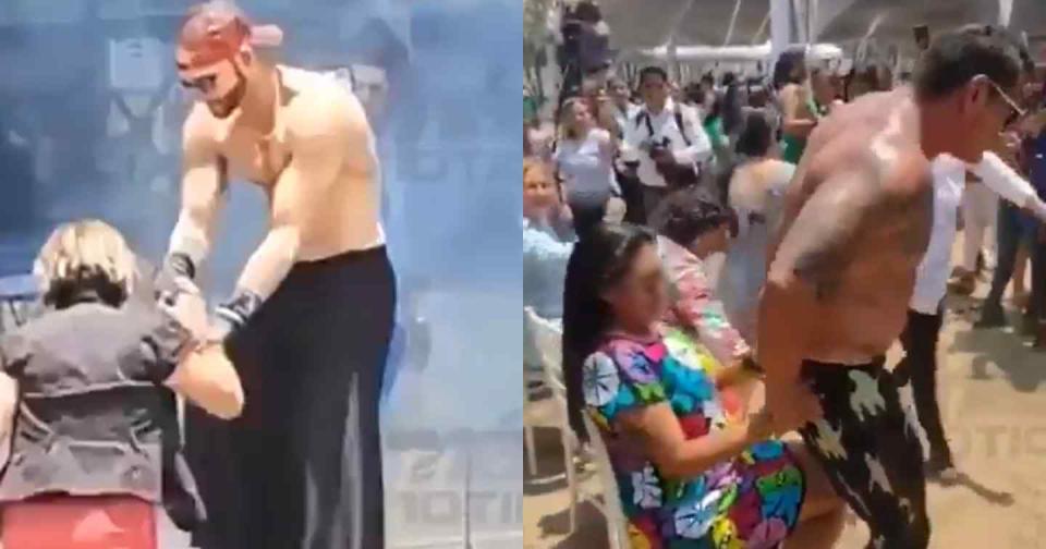 Celebran Día de las Madres a trabajadoras de gobierno con show de strippers. Foto: Captura de video Twitter vía @DDConfianza y Facebook ivancalderonflores