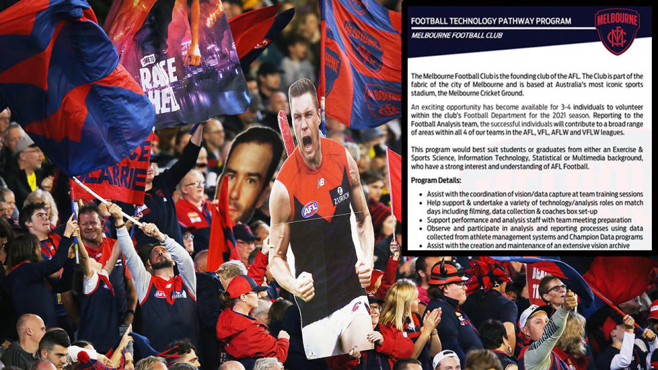 Pictured here, the Melbourne Demons job ad that has sparked outrage.