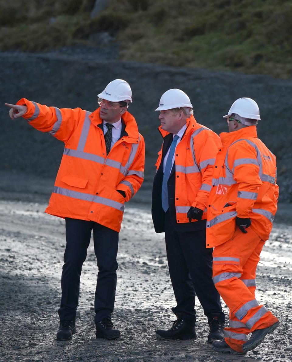 Prime Minister Boris Johnson visits Hanson UK’s site in Penmaenmawr, North Wales (Peter Byrne/PA) (PA Wire)