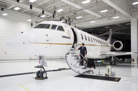 FILE PHOTO: Bombardier's Global 7500, the first business jet to have a queen-sized bed and hot shower, is shown during a media tour in Montreal, Quebec, Canada, December 19, 2018. REUTERS/Christinne Muschi/File Photo