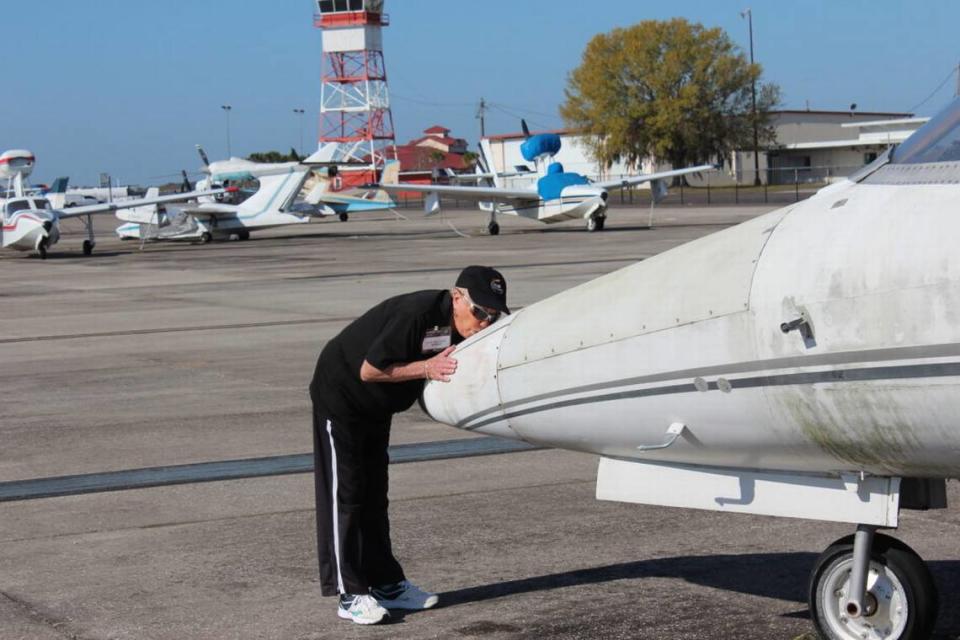 Brenda Lear, a British expatriate who was married to the late Bill Lear Jr., said her late mother-in-law, Moya Lear, kissed the nose of the first Learjet as it came off the factory line. When she went to bid farewell to the first one ever sold before it was trucked back to Wichita to be restored, she said, “I kissed it goodbye on its way to hospital.”