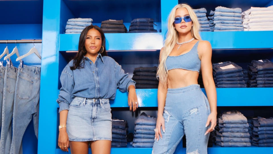 Emma Grede and Khloé Kardashian at the Good American store in Los Angeles. 
