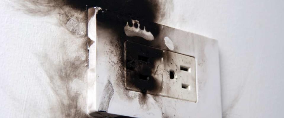 electrical failure in a power outlet