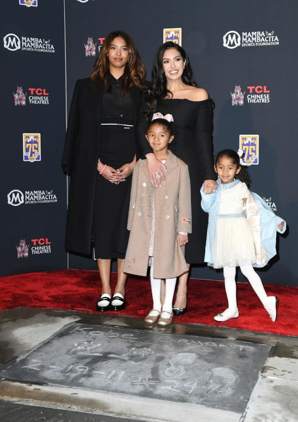 PHOTO: Natalia Bryant, Vanessa Bryant, Bianka Bryant and Capri Bryant attend a ceremony unveiling and permanently placing Kobe Bryant's hand and footprints in the forecourt of the TCL Chinese Theatre on March 15, 2023 in Hollywood. (Jc Olivera/Getty Images, FILE)