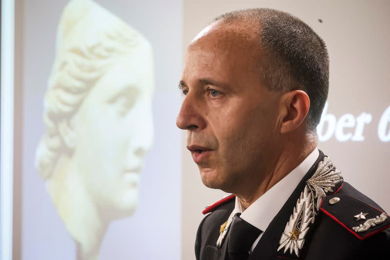 News conference and repatriation ceremony of stolen antiquities to Italy, in New York