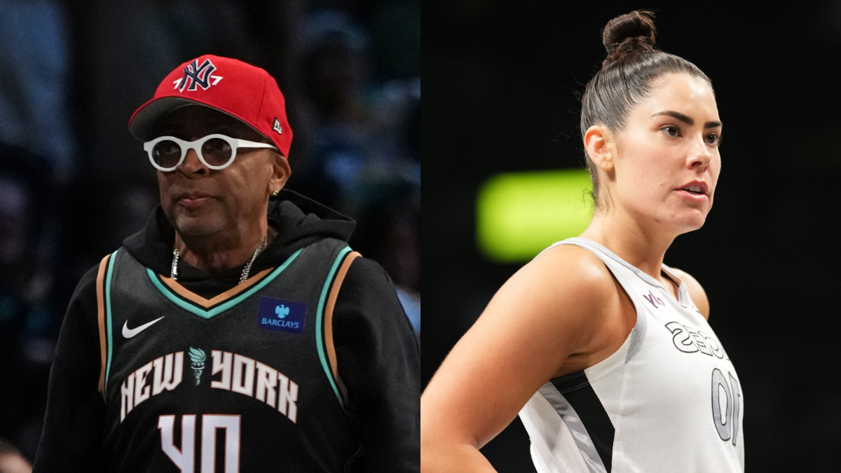 Spike Lee and Kelsey Plum trade trash talk during the Liberty Aces playoff game