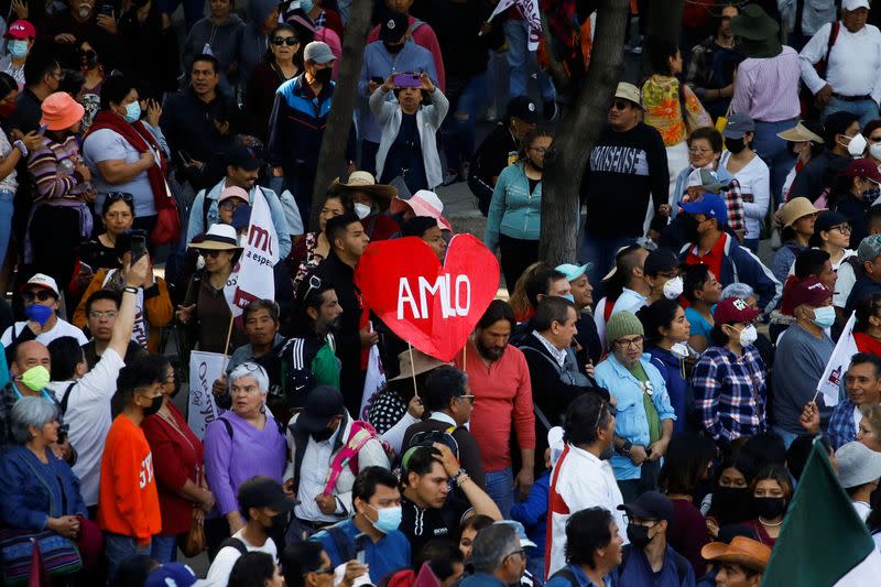 March in support of Mexican President Andres Manuel Lopez Obrador, in Mexico City