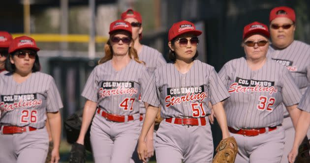 Yoshiko (Shiori Ideta) assembles an all-woman baseball team in a scene from 