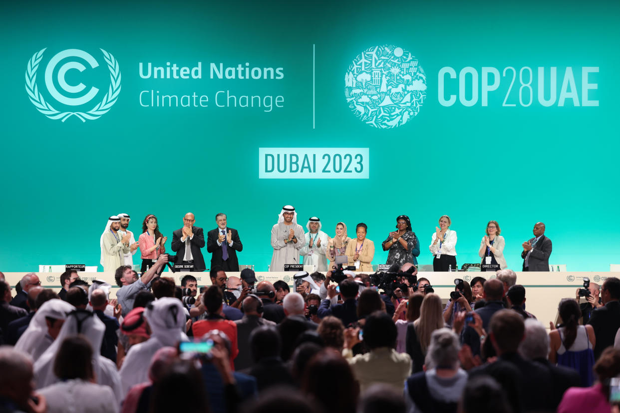 The closing plenary at the UN climate conference in Dubai, December 13, 2023. Christopher Pike / COP28