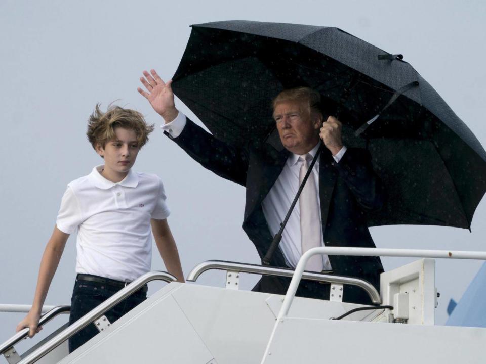 President Donald Trump boards Air Force One at Palm Beach International Airport in West Palm Beach (AP Photo/Andrew Harnik))