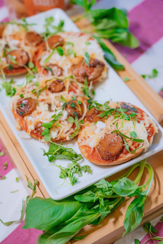 <p>Gabrielle Reyes</p><p>No, that's not actually pepperoni! Wait until you see what stands in as "pepperoni".</p><p><strong>Get the recipe: <a href="/1221117/kelli_acciardo/vegan-singing-chef-pizza-bagels/" data-ylk="slk:Vegan Pizza Bagels;elm:context_link;itc:0;sec:content-canvas" class="link ">Vegan Pizza Bagels</a></strong></p>