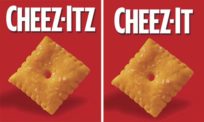 A Cheez-It Logo with and without a Z added to the end