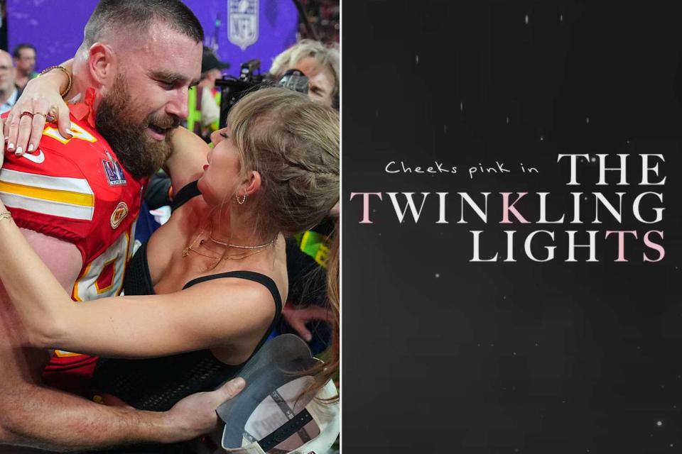 <p>Erick W. Rasco/Sports Illustrated via Getty; Instagram/Taylor Swift</p> Travis Kelce and Taylor Swift; “So High School” lyric video