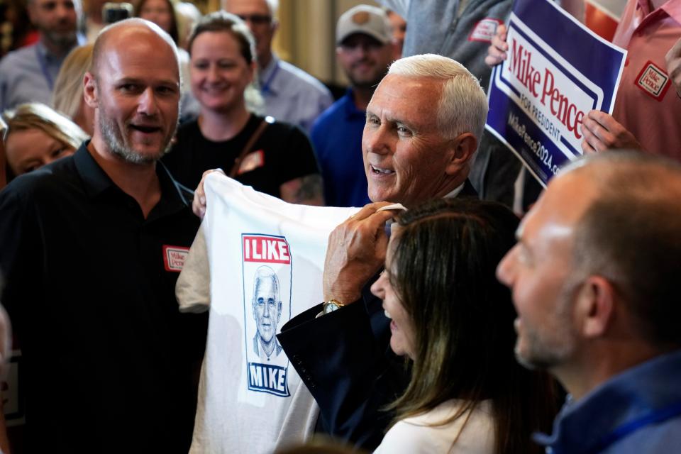 Former Vice President Mike Pence kicked off his 2024 presidential campaign in Ankeny, Iowa, on Wednesday, June 7, 2023.