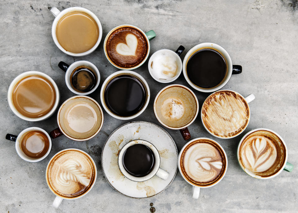 Aerial view of various coffee