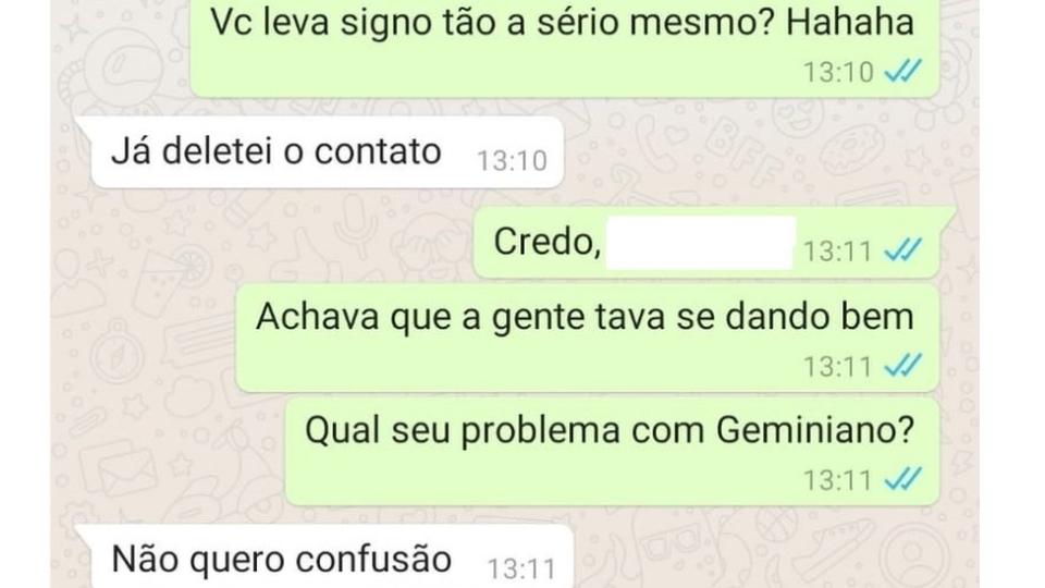 Captura de pantalla de una conversación de WhatsApp