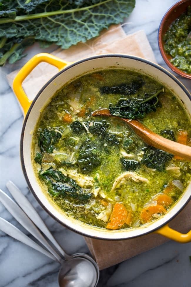 Kale & Chicken Pesto Soup