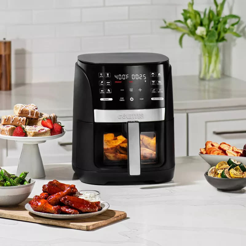 Promising review: “ I recently purchased this air fryer, and it has been nothing short of a revelation in my kitchen. The sleek design is not just a treat for the eyes; it's incredibly functional and easy to use. Every meal I've cooked has come out perfectly crispy on the outside, yet tender and juicy on the inside, making me wonder how I ever managed without it. One of my favorite dishes to make has been chicken shawarma. The air fryer cooked the chicken to perfection, infusing the spices beautifully and creating a mouth-watering aroma that filled my kitchen. The result was so delicious, with the right balance of crispiness and tenderness, it rivaled my favorite restaurant's shawarma. The presets on this air fryer are spot-on, offering a range of cooking options from French fries to roasted chicken. I've experimented with various recipes, and each time, the results have been consistently excellent. The cleanup is a breeze too, thanks to the non-stick basket that simply requires a quick wipe. What truly sets this air fryer apart is its efficiency. It heats up rapidly, cutting down my cooking time significantly, and the energy savings are noticeable. Moreover, it’s been a healthier way to enjoy my favorite fried foods without the guilt of excess oil. In conclusion, this air fryer is a must-have for anyone looking to enhance their cooking experience. It's versatile, user-friendly, and a total game-changer for both experienced cooks and kitchen newbies. The chicken shawarma experience alone is worth it. Highly recommend!  ” —Rochel Tevardovitz  Price: $39.99 (originally $69.99)