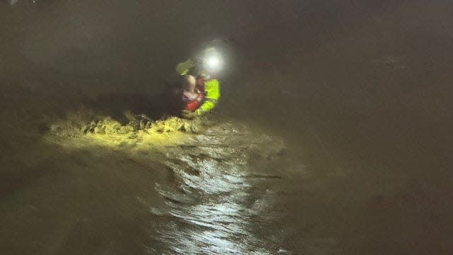 The Ventura City Fire Department rescued a man from the Ventura River Sunday.