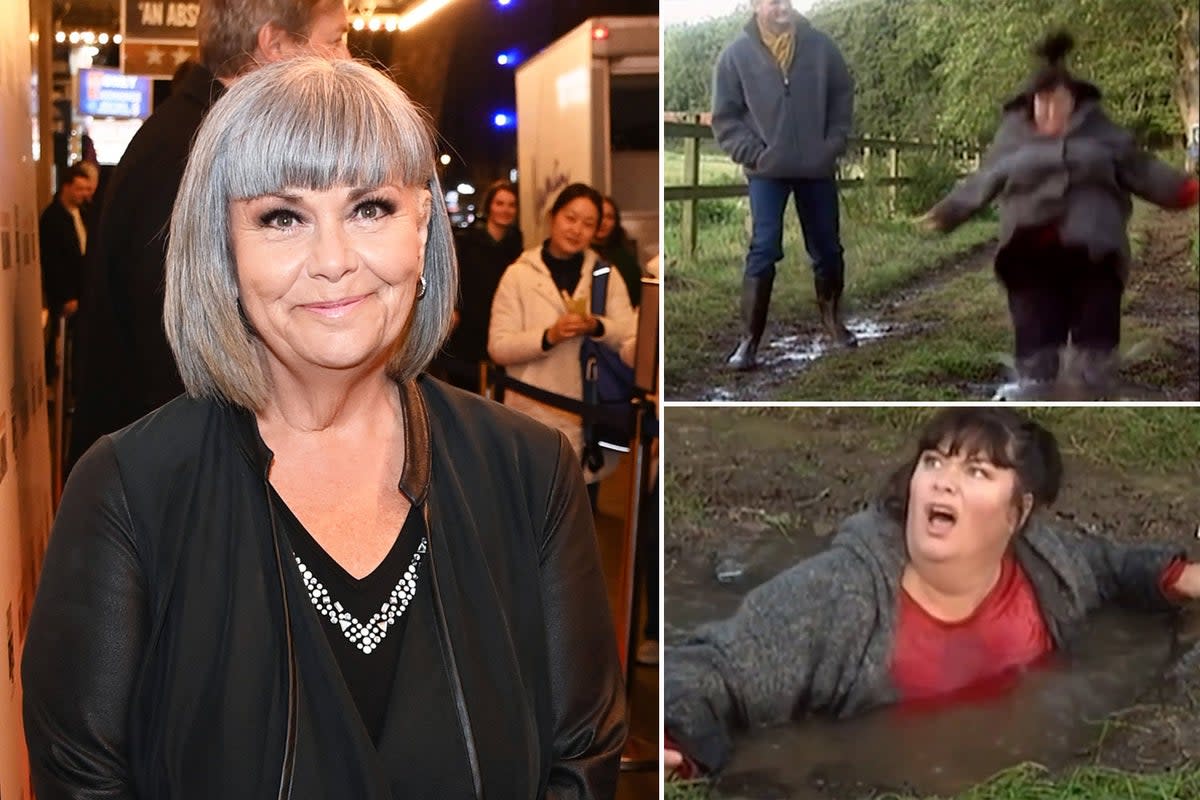 Dawn French’s recreation of her Vicar of Dibley puddle stunt left her in severe pain (ES Composite)