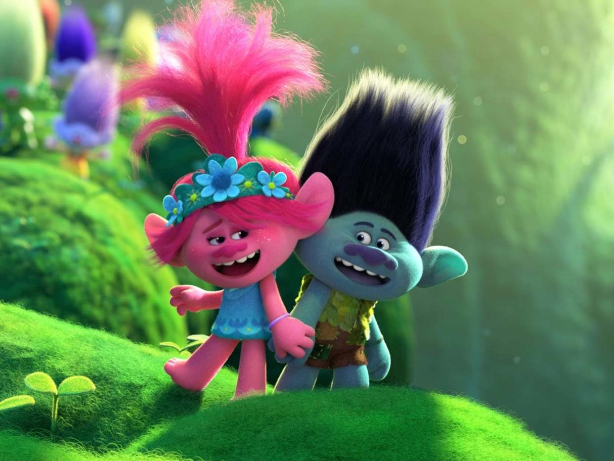 Hair-raising: Poppy (left), voiced by Anna Kendrick, and Branch, voiced by Justin Timberlake: AP