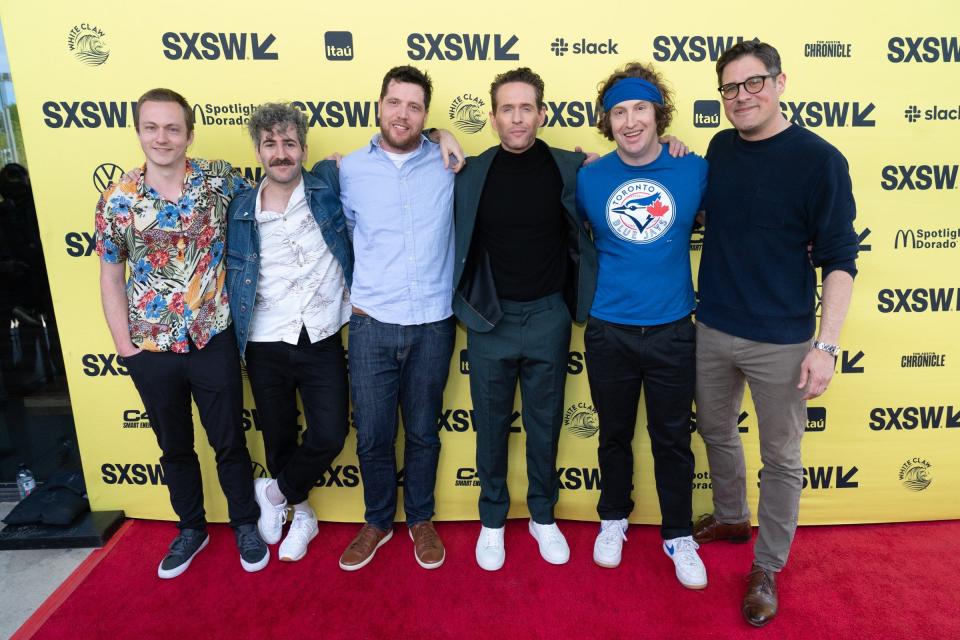 Fraser Ash, Jared Raab, Matthew Miller, Glenn Howerton, Matt Johnson, and Rich Sommer attend the premiere of "BlackBerry" at the Zach Theatre during the 2023 SXSW Conference And Festival on March 13, 2023 in Austin, Texas.