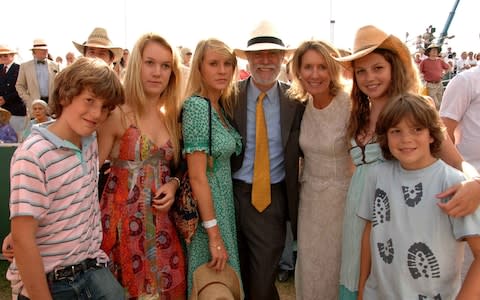 Lord Michael and Lady Marina Cowdray with their five children at the Veuve Clicquot Gold Cup Polo Final at Cowdray Park in 2006 - Credit: Alan Davidson/REX