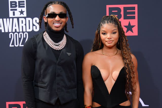 Prince Williams/Getty DDG and Halle Bailey attend the BET Awards in June 2022 in Los Angeles.