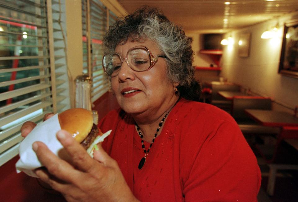 Fran Junk, seen here at her restaurant in 1990, opened Dan's Hamburgers on South Congress Avenue in 1973 with her husband, Dan Junk.