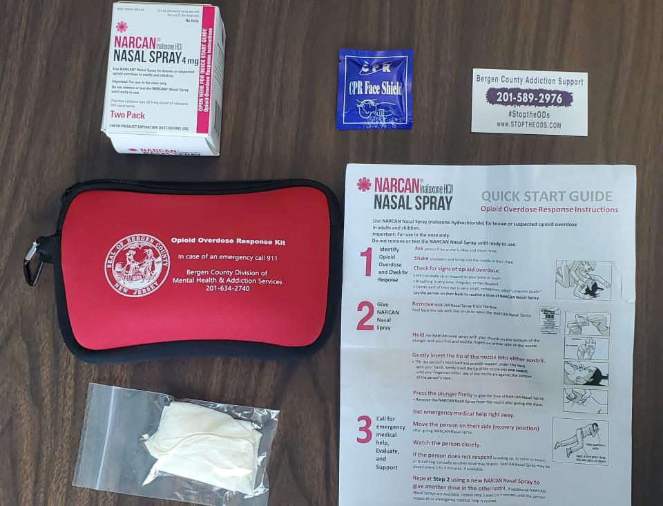 Naloxone kits to combat opoid overdoses are available in all Bergen County facilities.