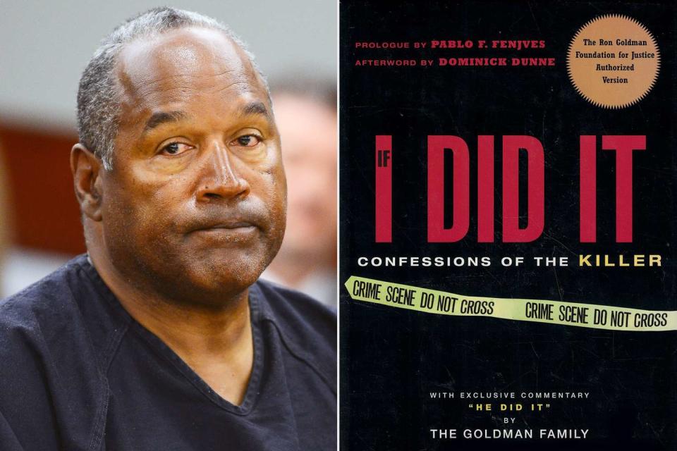 <p>Ethan Miller/Getty; Beaufort Books</p> O.J. Simpson and the cover of 