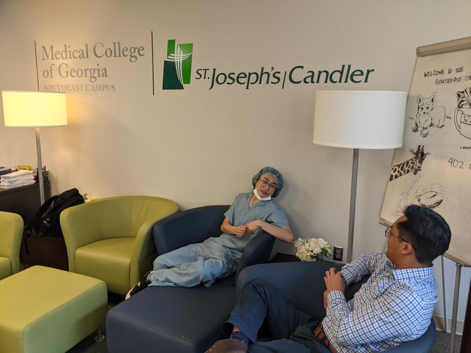MCG students on rotation with Dr. John Odom at St. Joseph’s/Candler in the MCG Southeast Campus classrooms at Candler Hospital in Savannah.