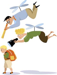 <span class="caption">Helicopter parenting.</span> <span class="attribution"><a class="link " href="https://www.shutterstock.com/home" rel="nofollow noopener" target="_blank" data-ylk="slk:via www.shutterstock.com;elm:context_link;itc:0;sec:content-canvas">via www.shutterstock.com</a></span>