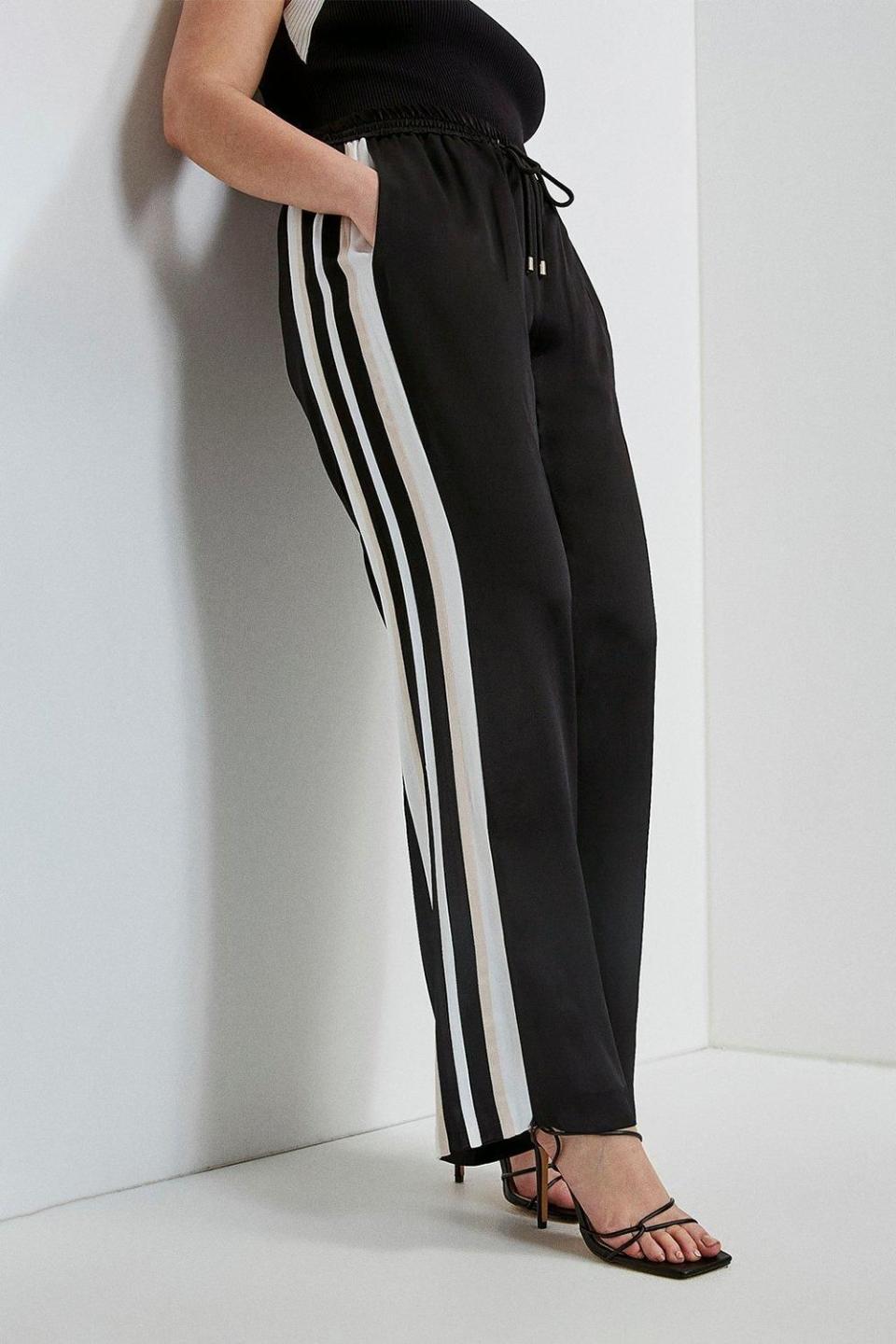 Curve Luxe Crepe Satin Wide Leg Jogger